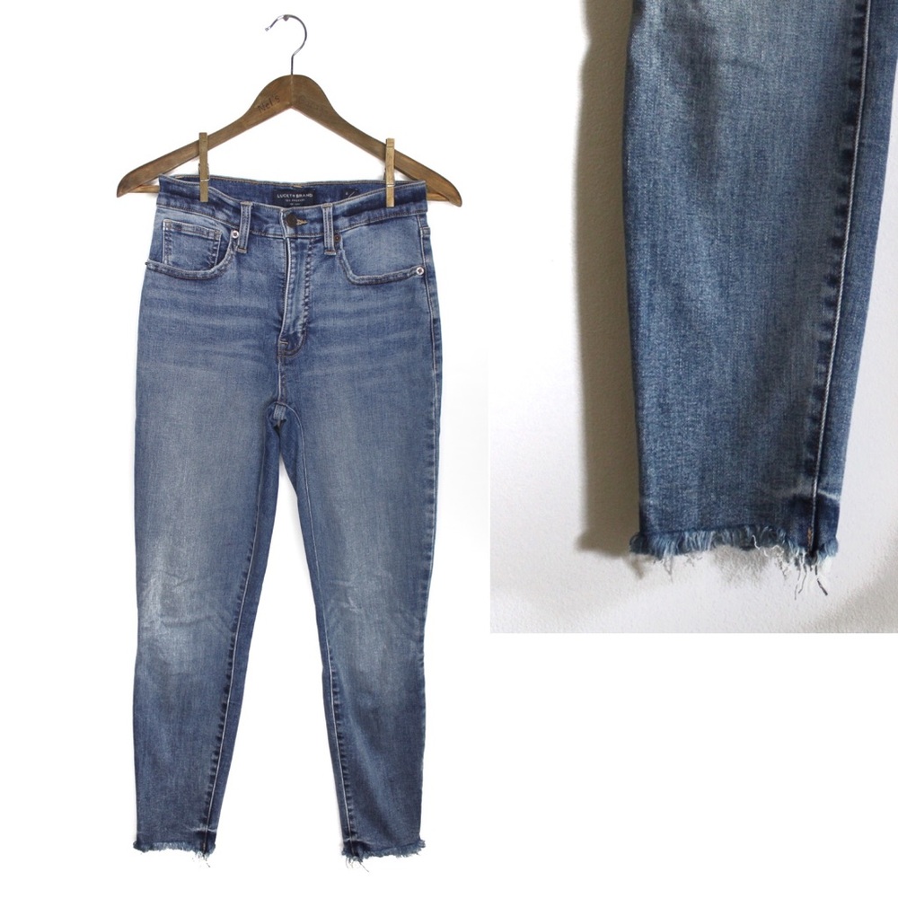 Lucky Brand High Rise Bridgette Skinny Frayed Raw Open Hems Ankle 6 28 Preowned